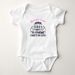 Cute Mum Thinks Pink And Black Baby Bodysuit
