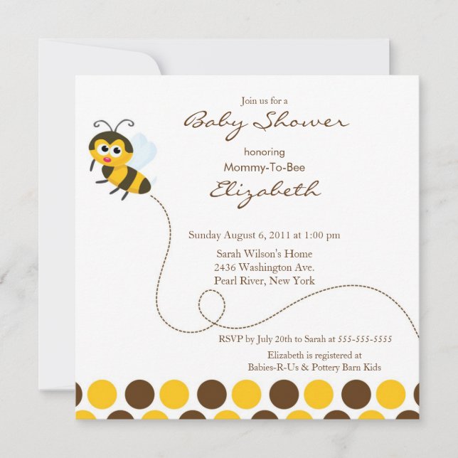 CUTE Mum to Bee Baby Shower Invitation (Front)
