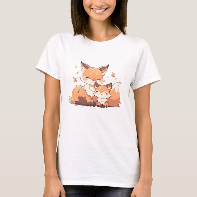 Cute mummy and baby fox T-Shirt (Front)