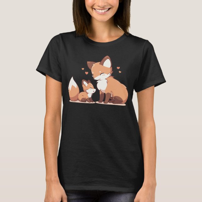 Cute mummy and baby fox T-Shirt (Front)