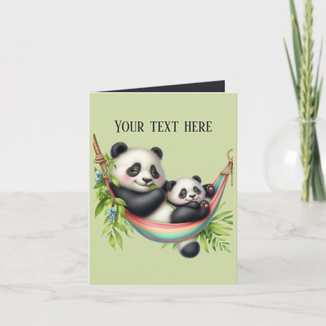 Cute Mummy and baby panda bear  Card (Front)