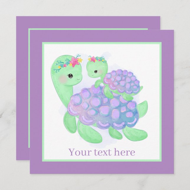 cute Mummy and baby sea turtle Card (Front/Back)