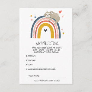 Cute Mummy and Baby Sloth Rainbow Baby Predictions Enclosure Card