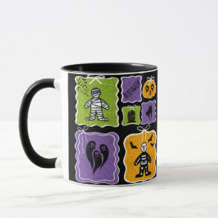 Cute Mummy and Skeleton Halloween Mug