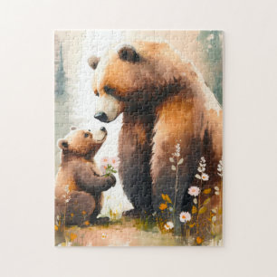 Cute Mummy & Baby bear Jigsaw Puzzle