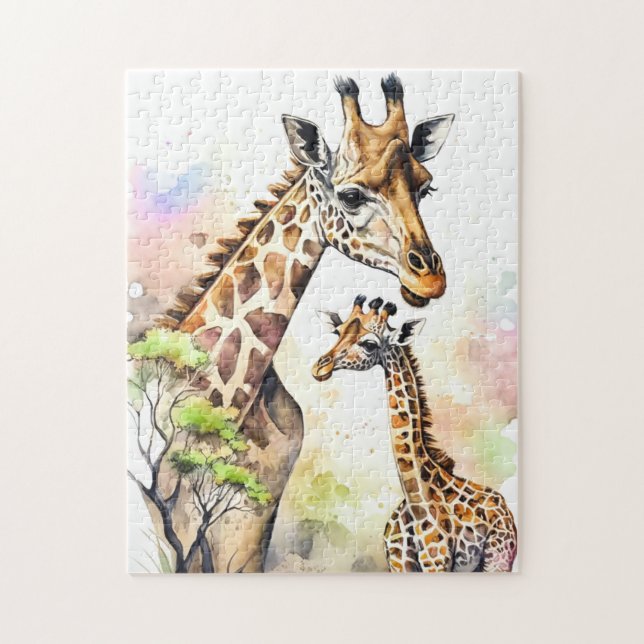 Cute Mummy & Baby giraffe  Jigsaw Puzzle (Vertical)