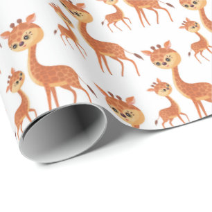 cute Mummy baby giraffe tiled party Wrapping Paper