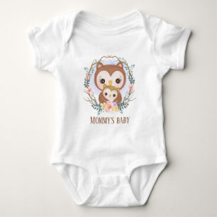 cute Mummy baby owl add text Bodysuit