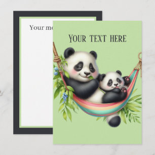 Cute Mummy baby panda bear add message Card