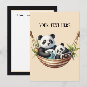 Cute Mummy baby panda bears add message Card