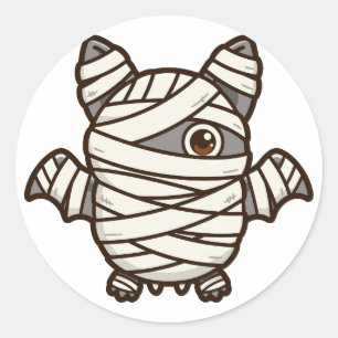 Cute Mummy Bat Halloween Classic Round Sticker