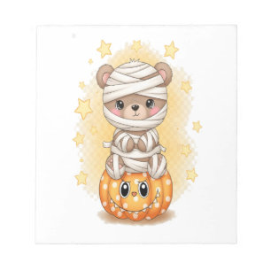 Cute Mummy Bear Halloween Notepad