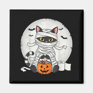 Cute Mummy Black Cat Halloween Costume Funny Trick Magnet