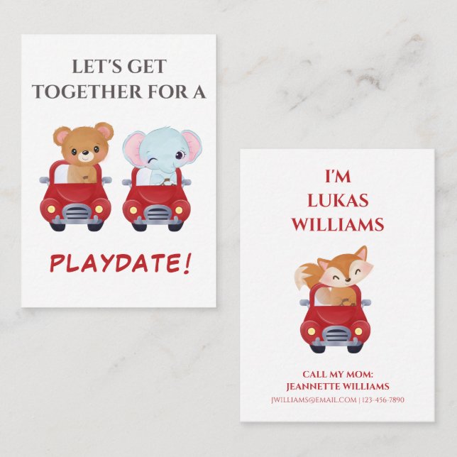 Cute Mummy Calling Card For Child Playdate (Front/Back)