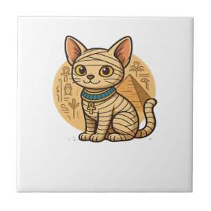 Cute Mummy Cat � Ancient Egypt Art Oversized T-Shi Ceramic Tile