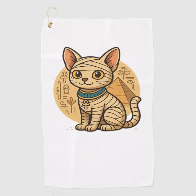 Cute Mummy Cat – Ancient Egypt Art Oversized T-Shi Golf Towel (Front)