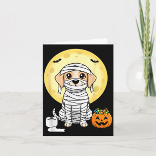 Cute Mummy Dog Halloween Full Moon Puppy Trick Or Card