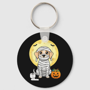 Cute Mummy Dog Halloween Full Moon Puppy Trick Or Key Ring