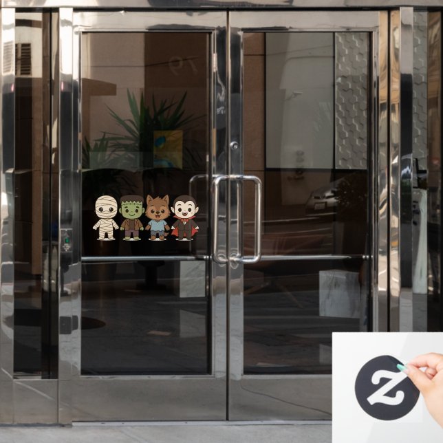 Cute mummy, Frankenstein, Dracula, werewolf    (Office Door)