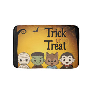 Cute mummy, Frankenstein, Dracula, werewolf Bath Mat