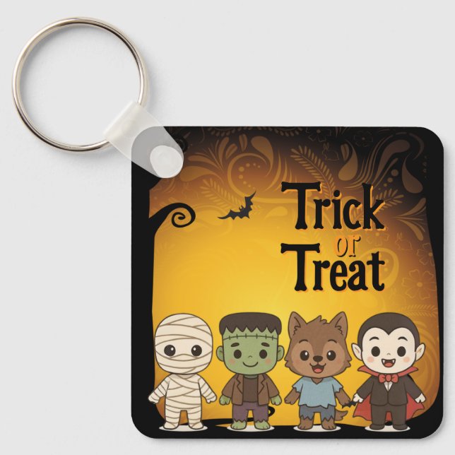 Cute mummy, Frankenstein, Dracula, werewolf    Key Ring (Front)