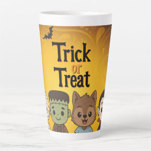 Cute mummy, Frankenstein, Dracula, werewolf Latte Mug