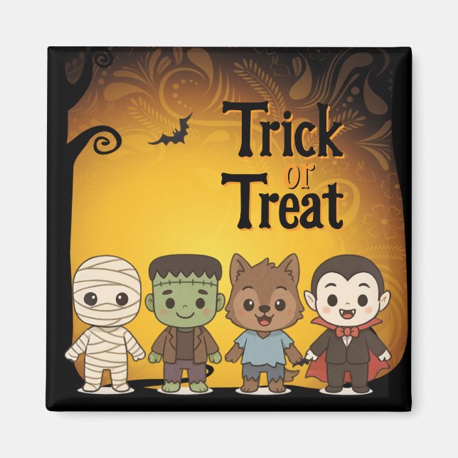 Cute mummy, Frankenstein, Dracula, werewolf    Magnet (Front)