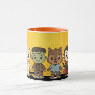 Cute mummy, Frankenstein, Dracula, werewolf Mug