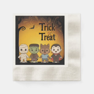Cute mummy, Frankenstein, Dracula, werewolf Napkin