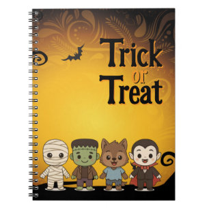 Cute mummy, Frankenstein, Dracula, werewolf Notebook