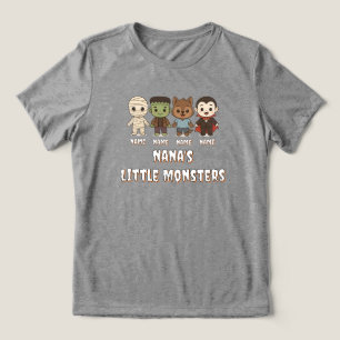 Cute mummy, Frankenstein, Dracula, werewolf Tri-Blend Shirt