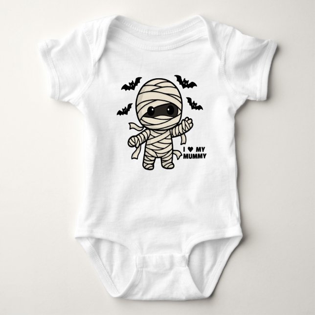 Cute Mummy Halloween I Love my Mummy Baby Bodysuit (Front)