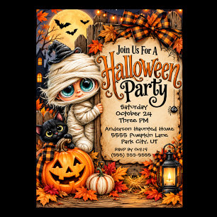 Cute Mummy Halloween Party Invitation