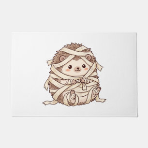 Cute Mummy Hedgehog Halloween Costume Animal Illus Doormat