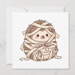 Cute Mummy Hedgehog Halloween Costume Animal Illus Invitation