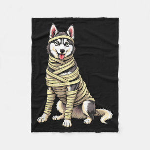 Cute Mummy Husky Funny Dog Lover Halloween Fleece Blanket
