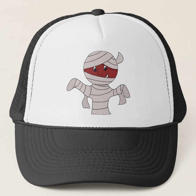 Cute Mummy in Halloween Costume Trucker Hat (Front)