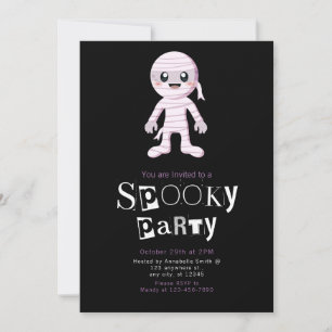 Cute Mummy Modern Minimalist Halloween Invitation