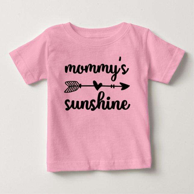 Cute Mummy sunshine girl word art Baby  T-Shirt (Front)