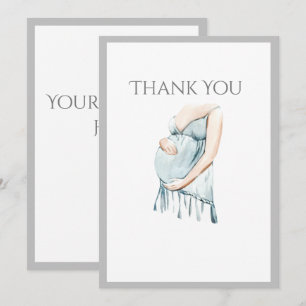Cute Mummy-to-Be Baby Boy Shower Thank You Card