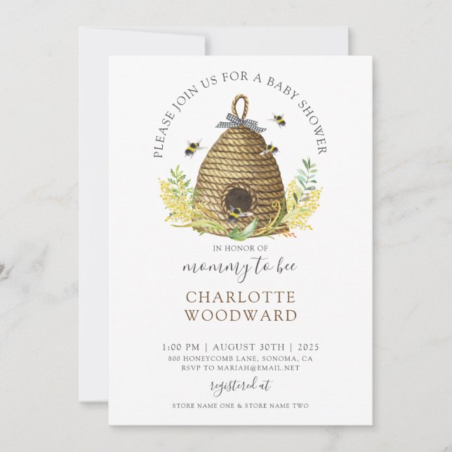 Cute Mummy To Bee Baby Shower Invitation (Front)