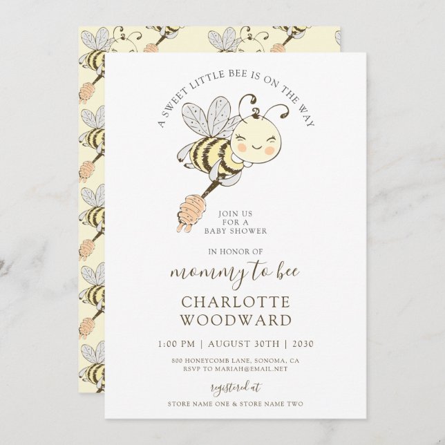 Cute Mummy To Bee Baby Shower Invitation (Front/Back)