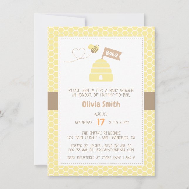 Cute Mummy to Bee Baby Shower Invitations (Front)