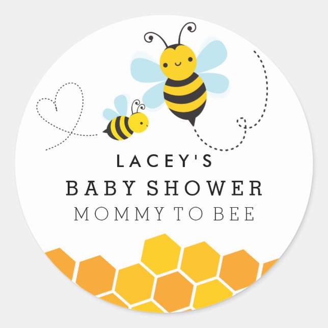 Cute Mummy To Bee Baby Shower Sticker (Front)