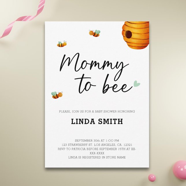 Cute Mummy To Bee Gender Neutral Baby Shower Invitation (Creator Uploaded)