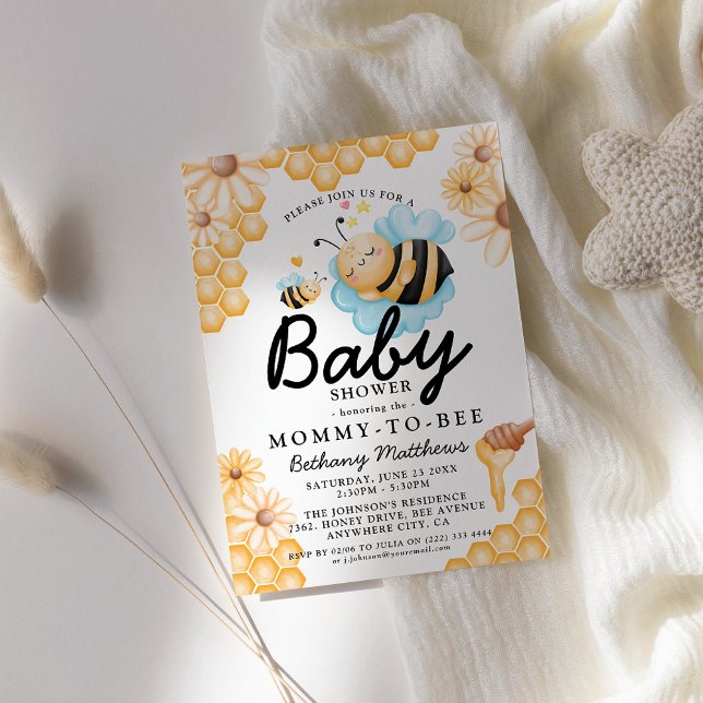 Cute Mummy-to-Bee Summer Baby Shower Invitation (Creator Uploaded)