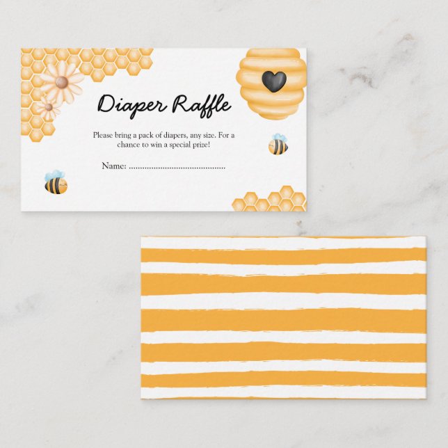Cute Mummy-to-Bee Summer Diaper Raffle Enclosure Card (Front/Back)