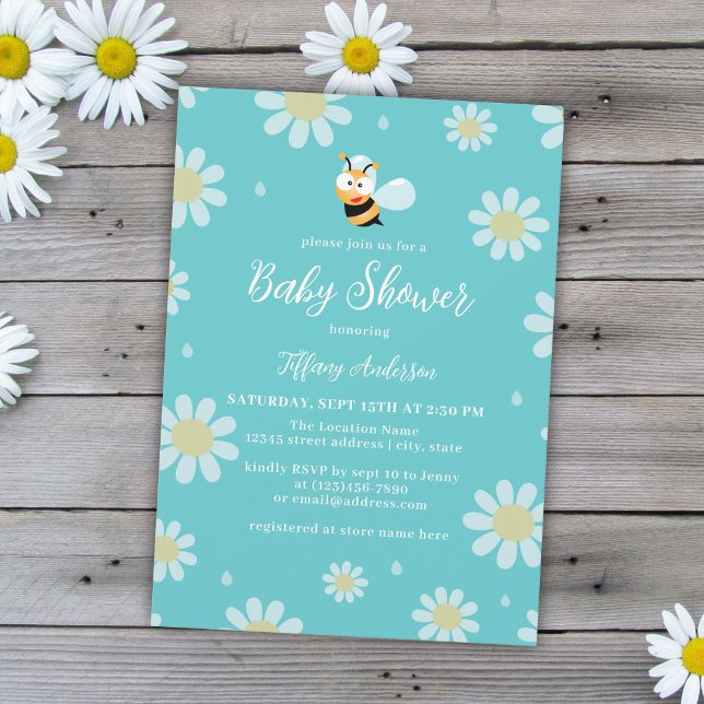 Cute Mummy to Bee Summer Spring Baby Boy Shower Invitation (Creator Uploaded)