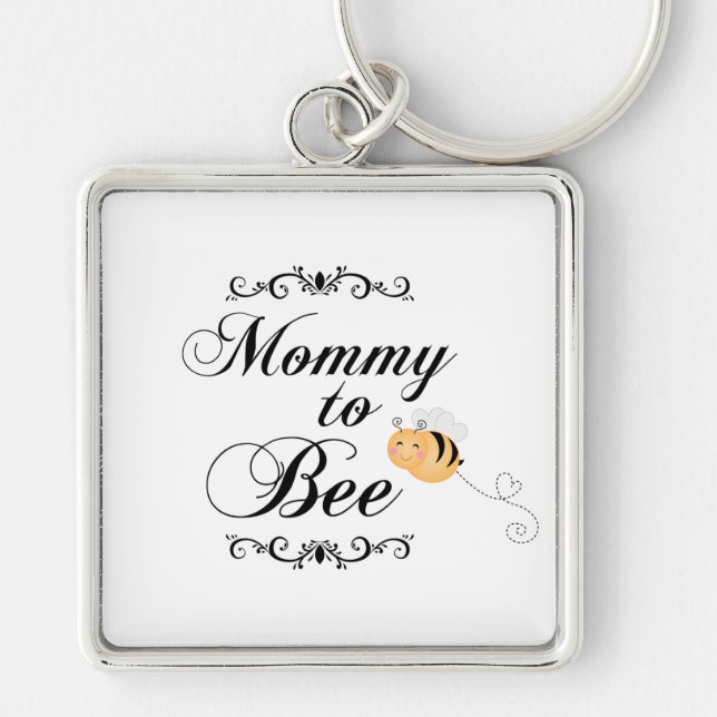 Cute mummy to bee swirls premium square keychain (Front)