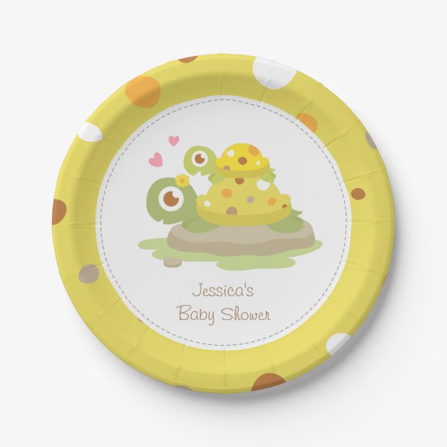 Cute Mummy Turtle Baby Shower Party Supplies Paper Plate (Front)